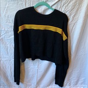 long sleeve waffle cropped shirt